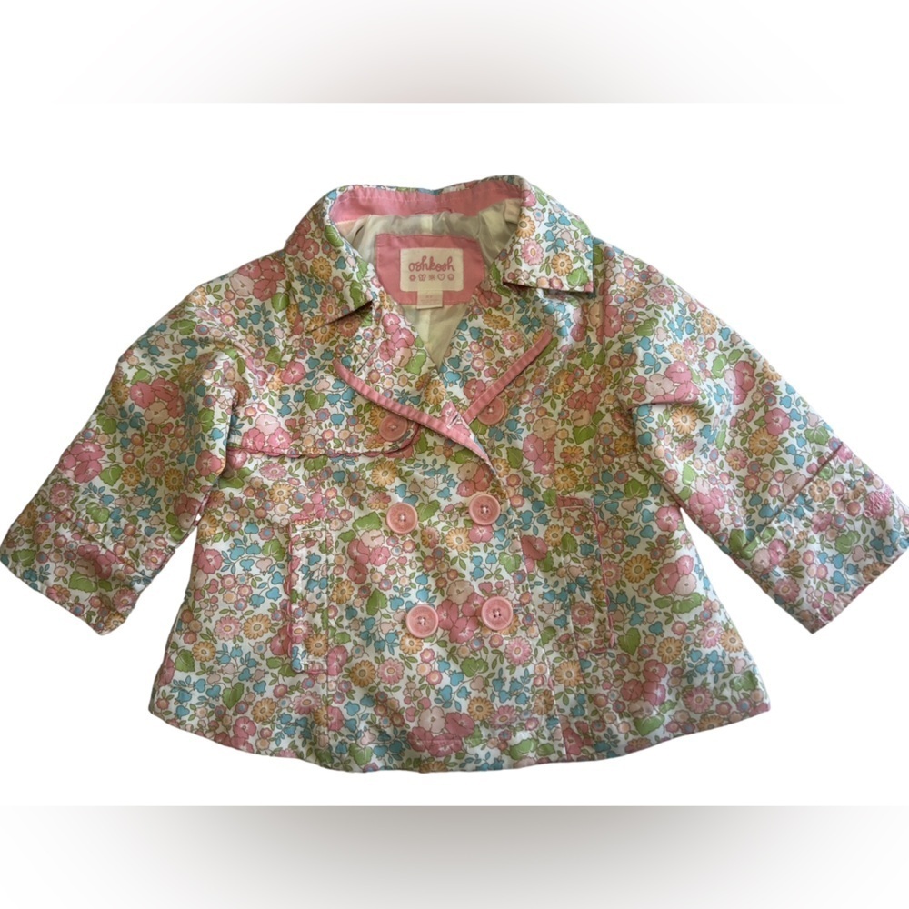 Oshkosh vintage jacket with pink, blue and green floral design size 2T